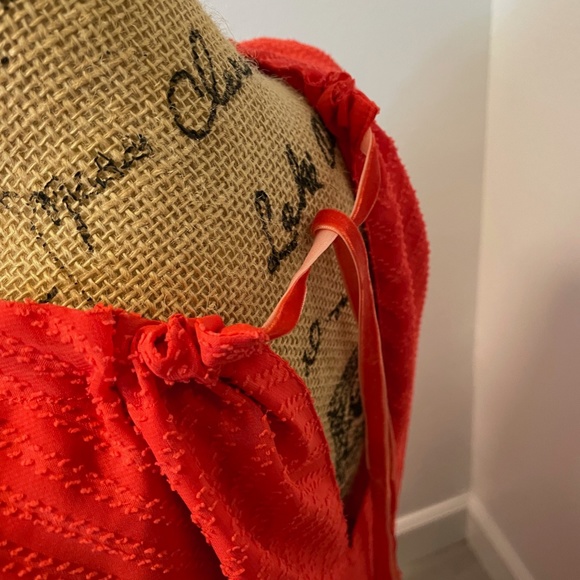A New Day Red Orange Herringbone Tie Back Dress - Size L - Picture 5 of 7